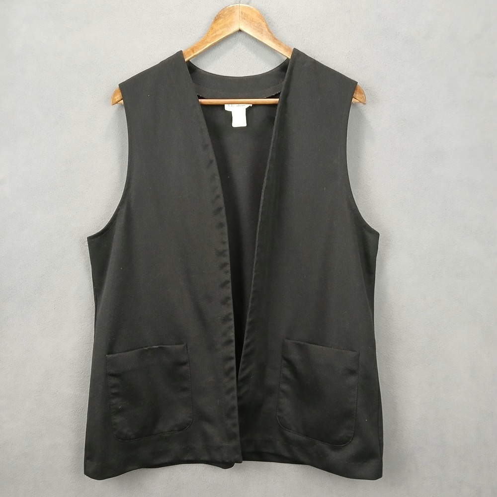 Vicki Wayne's‎ Dress Vest Womens 18 Black Open Front Sleeveless Career Classic